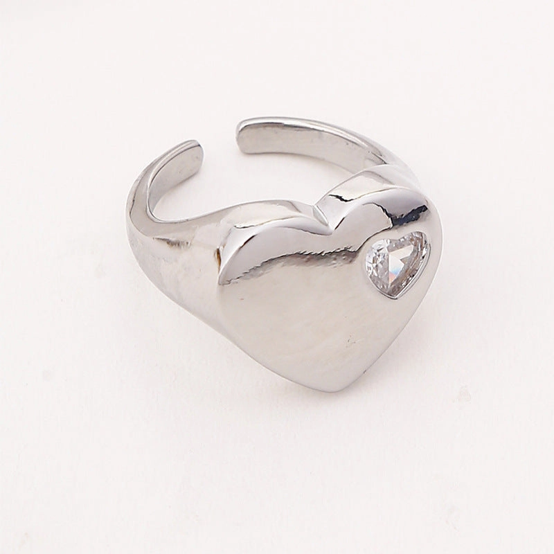 Wholesale Copper Plated Diamond Heart Open Ring