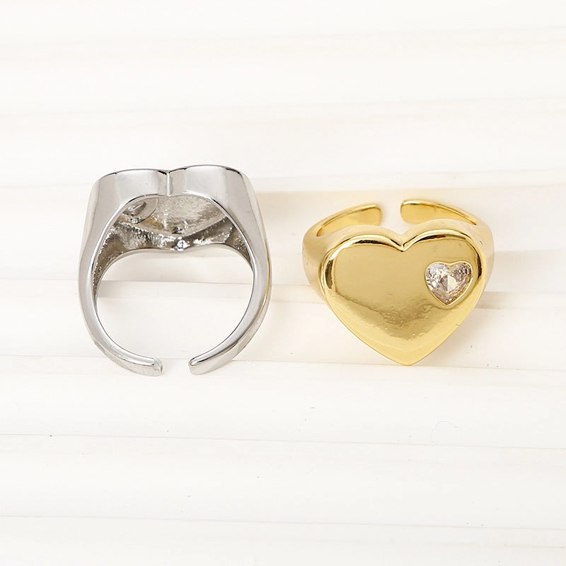 Wholesale Copper Plated Diamond Heart Open Ring