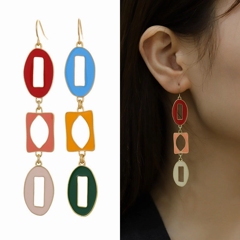 Wholesale Copper Plated Enamel Drop Oil Vintage Earrings