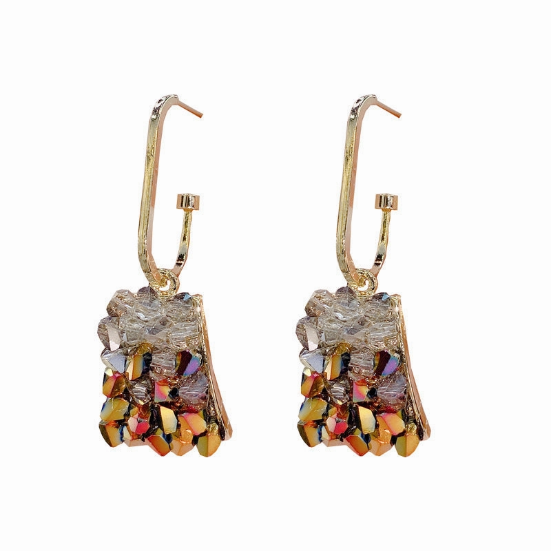 Wholesale Copper Plated Genuine Gold Square Crystal Earrings