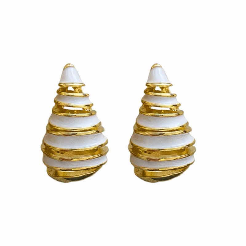 Wholesale Copper Plated Gold Dropping Oil Thread Curved Silver Needle Earrings