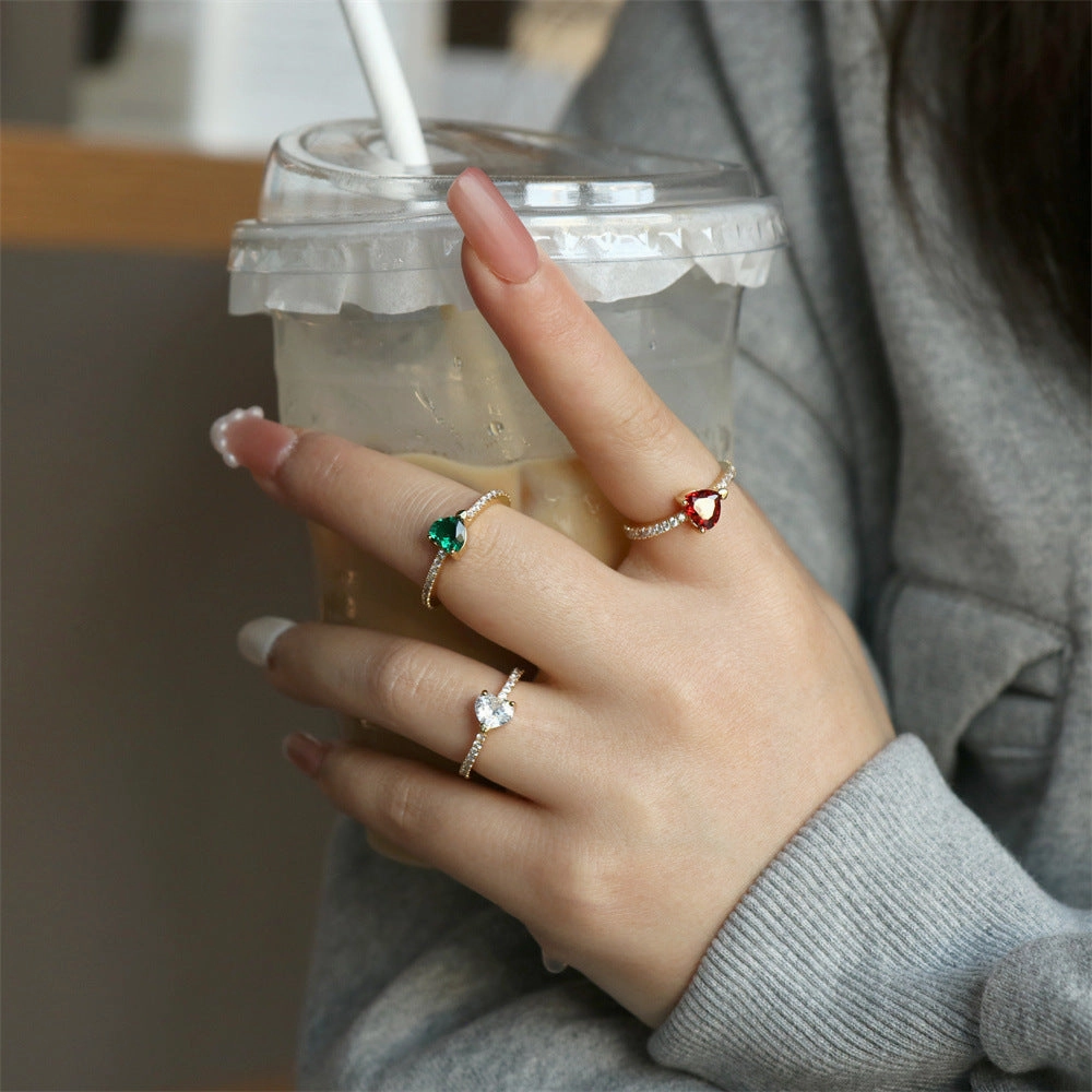 Wholesale Copper Plated Gold Inlaid Zircon Open Ring