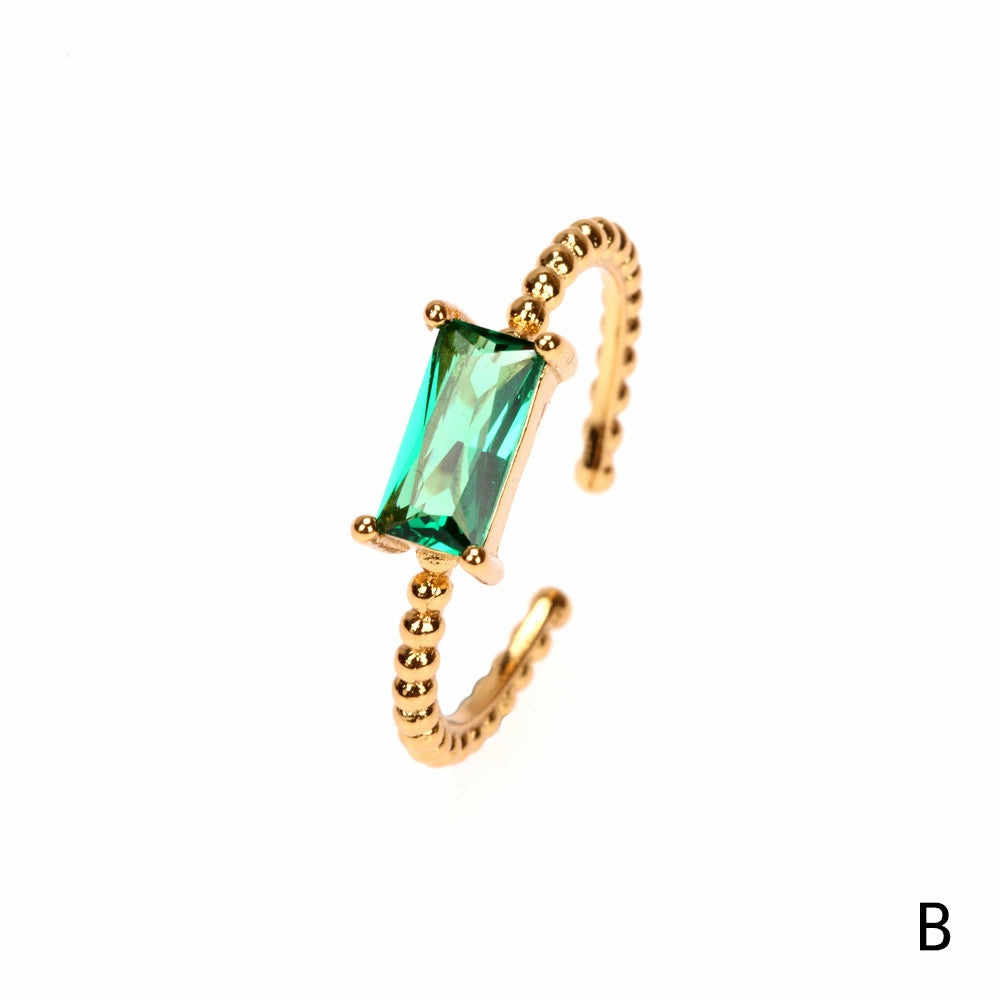 Wholesale Copper Plated Gold Inlaid Zircon Open Ring