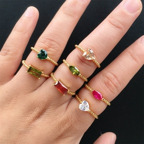 Wholesale Copper Plated Gold Inlaid Zircon Open Ring