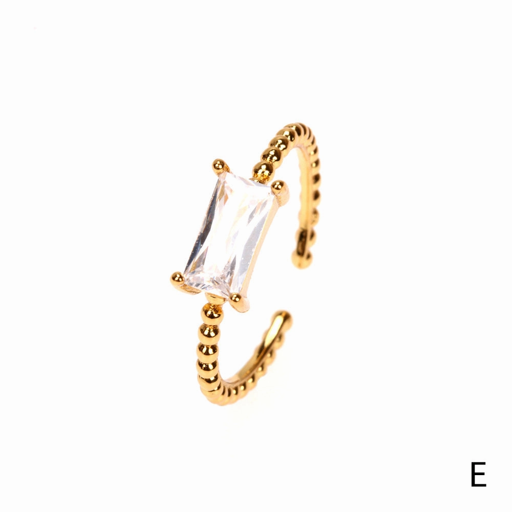 Wholesale Copper Plated Gold Inlaid Zircon Open Ring
