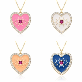 Wholesale Copper Plated Real Gold Dripping Love Eyes Geometric Necklace