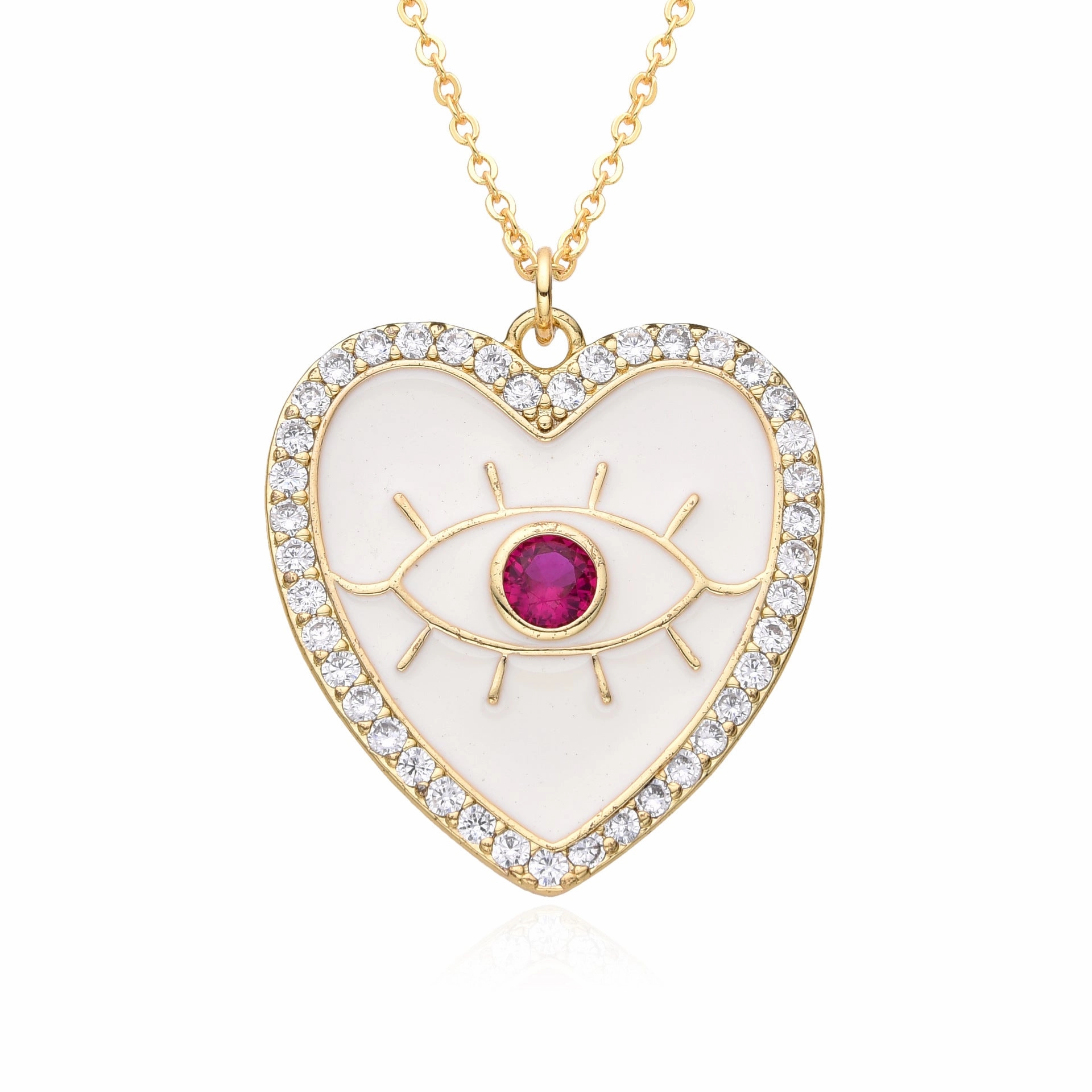 Wholesale Copper Plated Real Gold Dripping Love Eyes Geometric Necklace