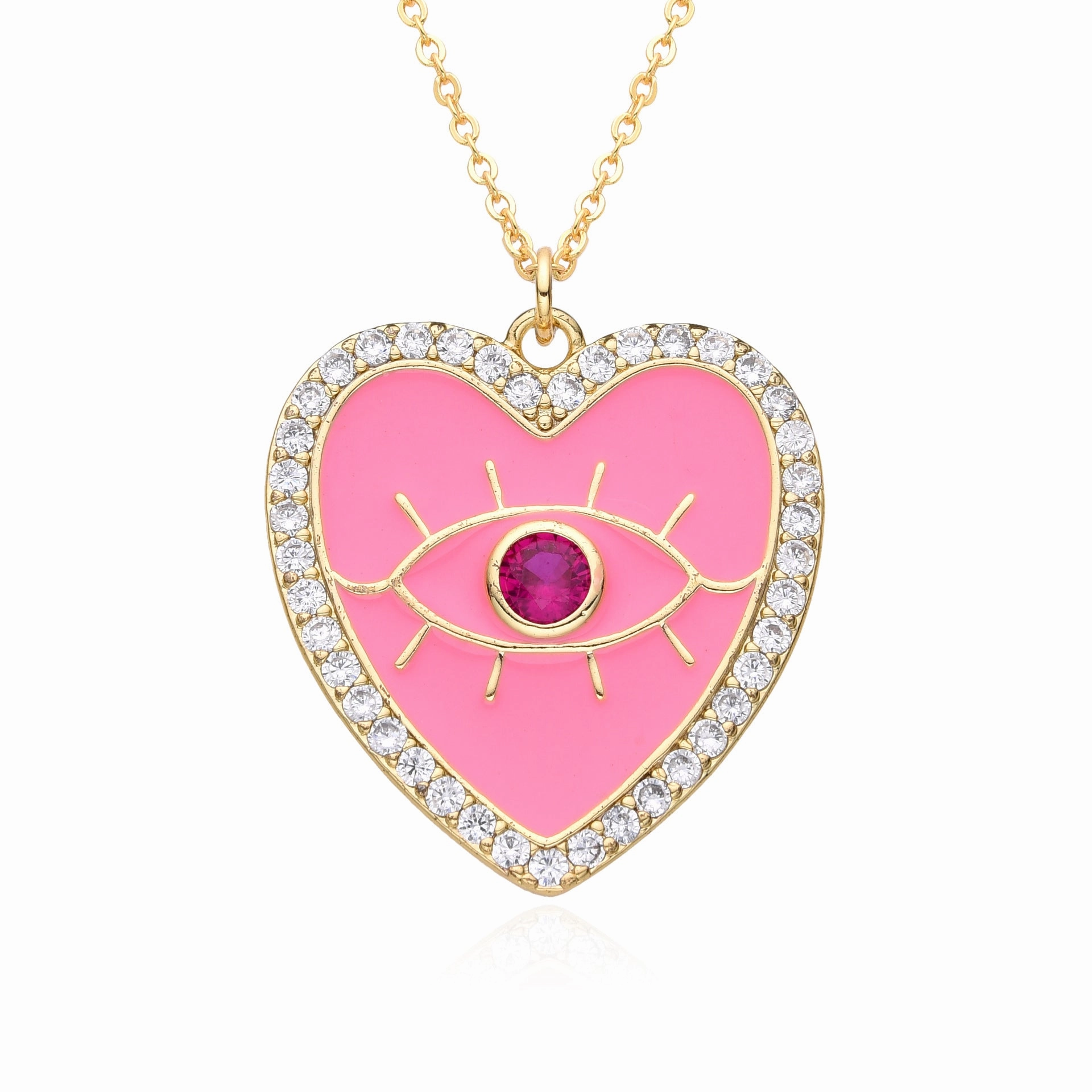 Wholesale Copper Plated Real Gold Dripping Love Eyes Geometric Necklace