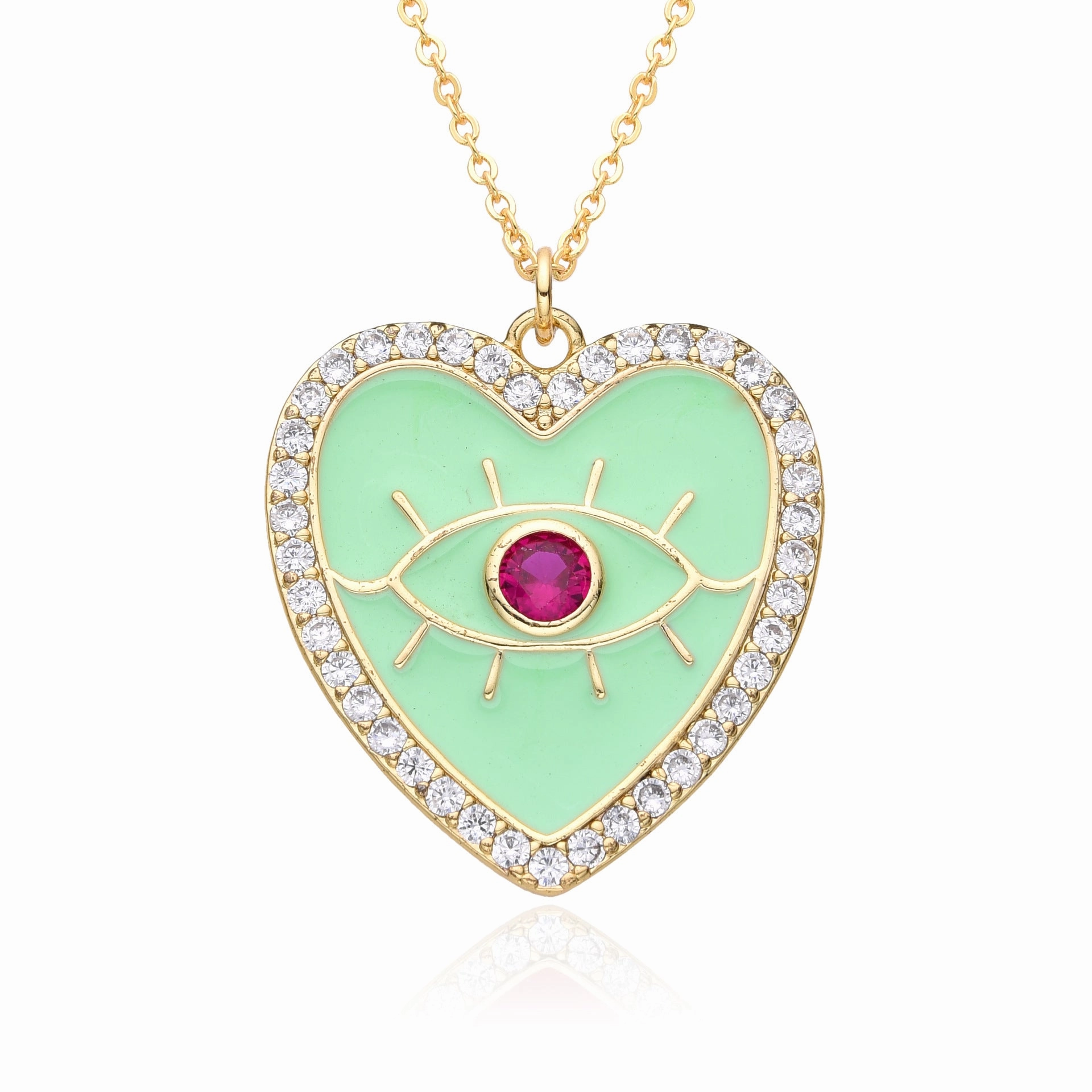 Wholesale Copper Plated Real Gold Dripping Love Eyes Geometric Necklace