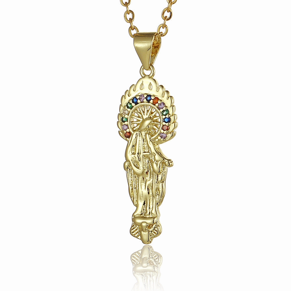 Wholesale Copper Plated Real Gold Our Lady Pendant Necklace