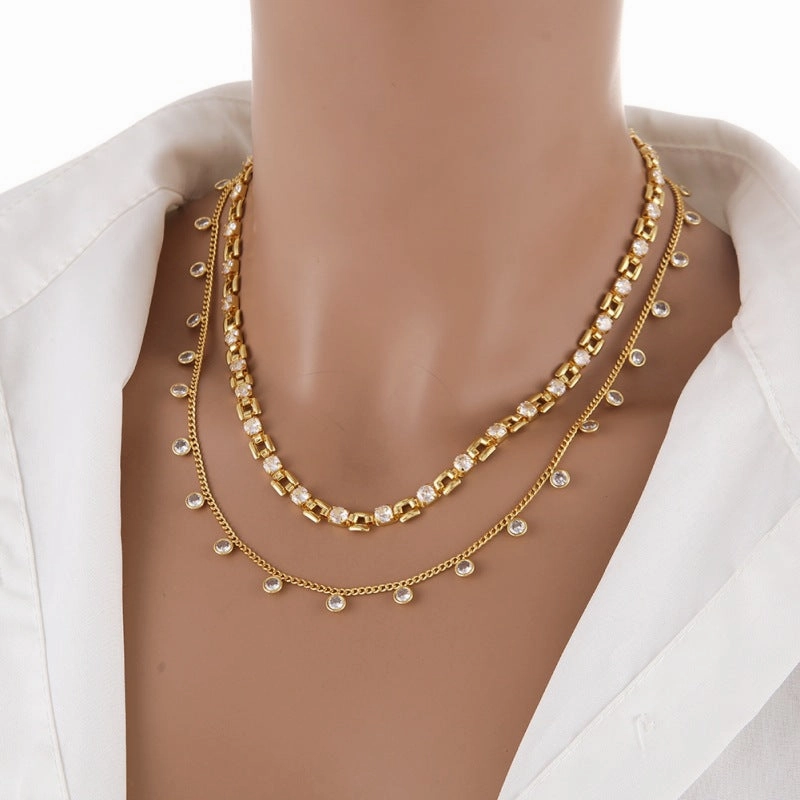 Wholesale Copper Plated Real Gold Zircon Necklace