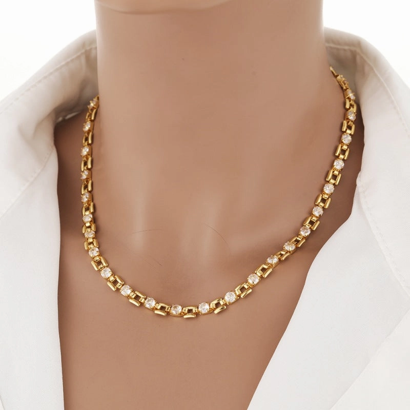 Wholesale Copper Plated Real Gold Zircon Necklace