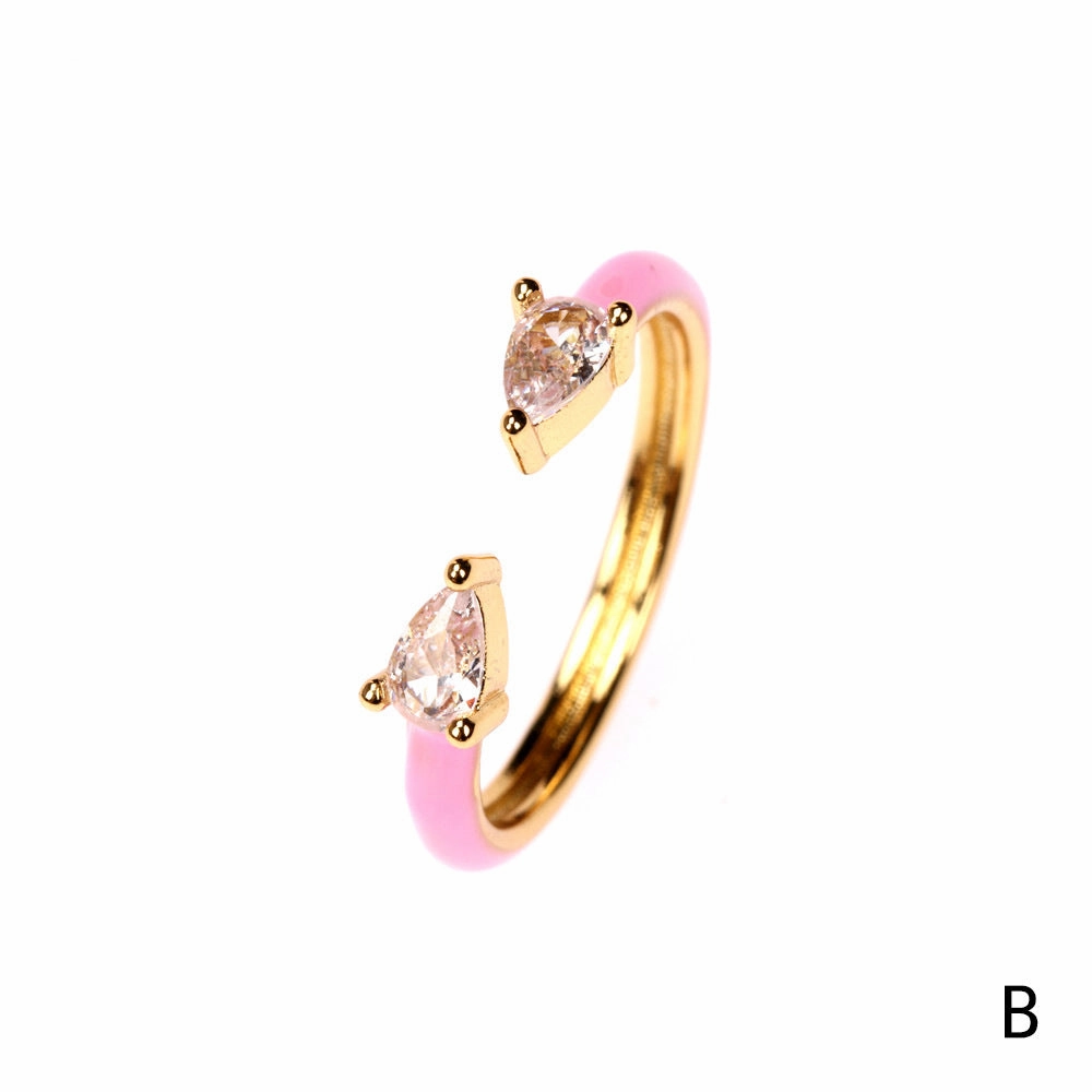 Wholesale Copper Plated Water Drop Micro Set Open Ring