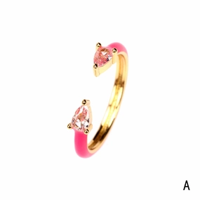 Wholesale Copper Plated Water Drop Micro Set Open Ring