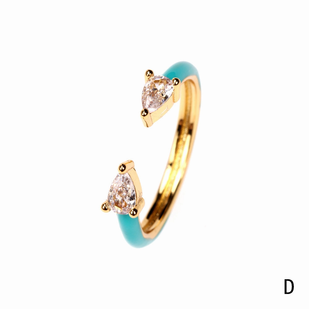 Wholesale Copper Plated Water Drop Micro Set Open Ring