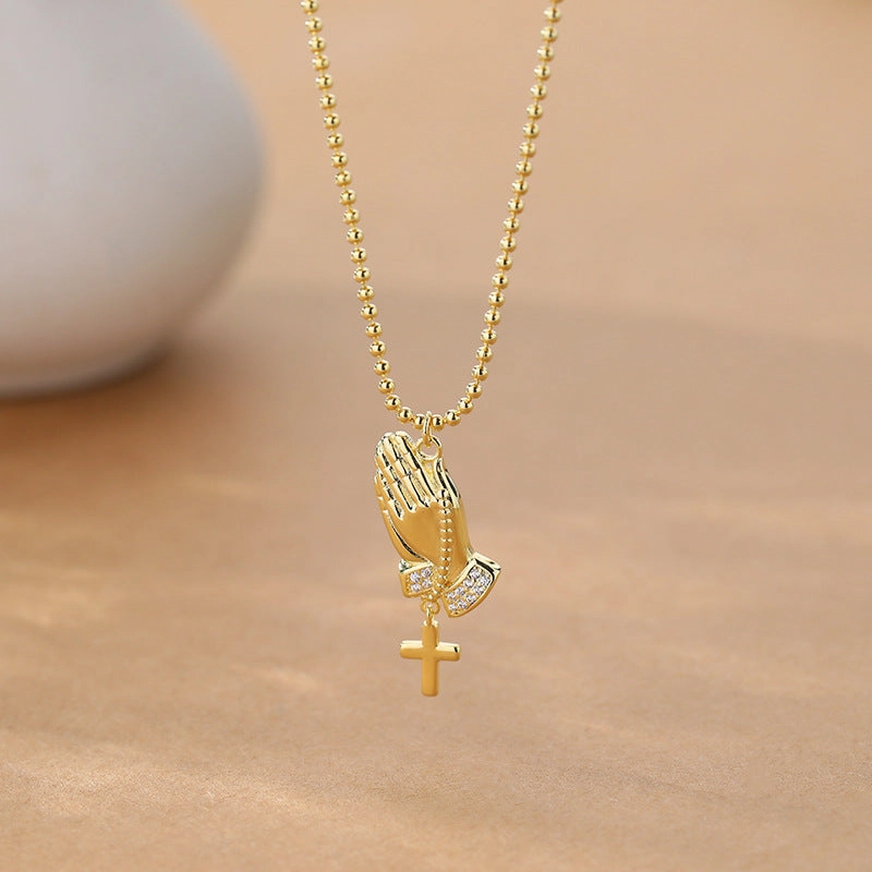 Wholesale Copper Prayer Hand Cross Necklace