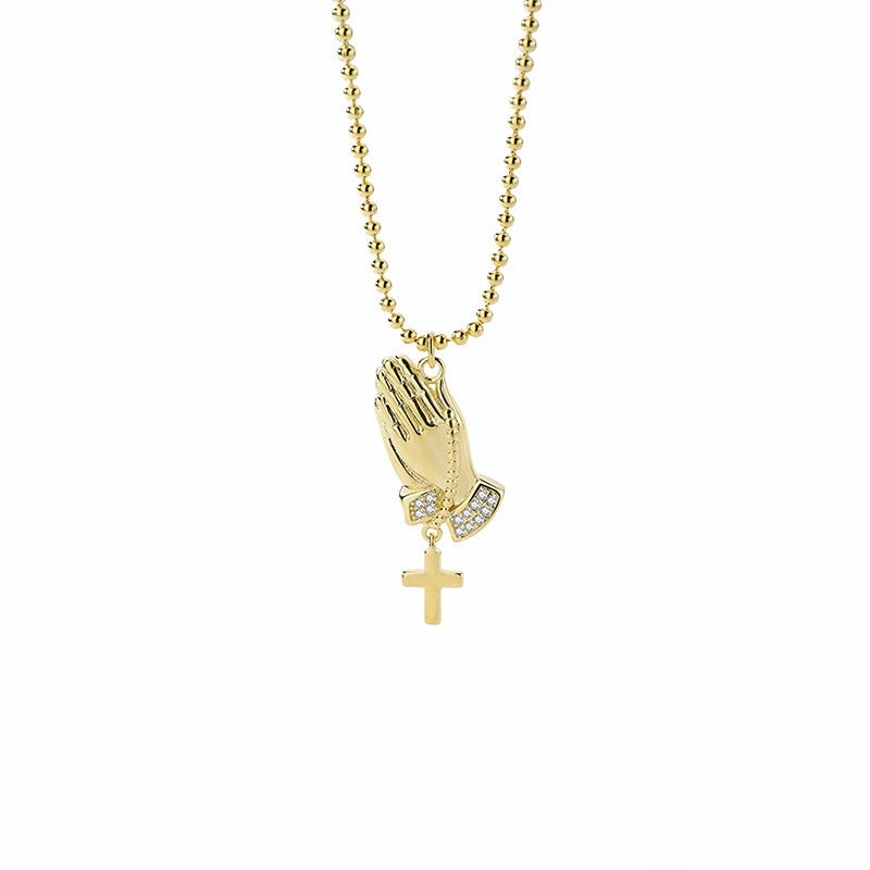 Wholesale Copper Prayer Hand Cross Necklace