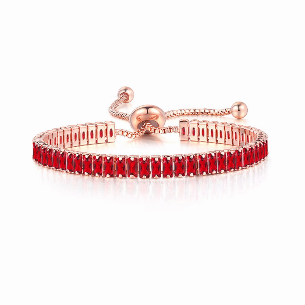 Wholesale Copper Rectangular Zircon Adjustable Bracelet