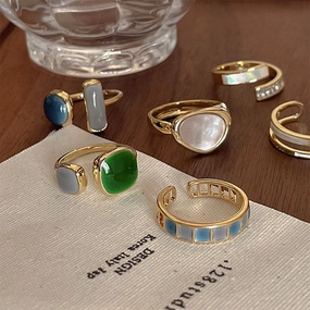 Wholesale copper silver plated fashionable emerald ring