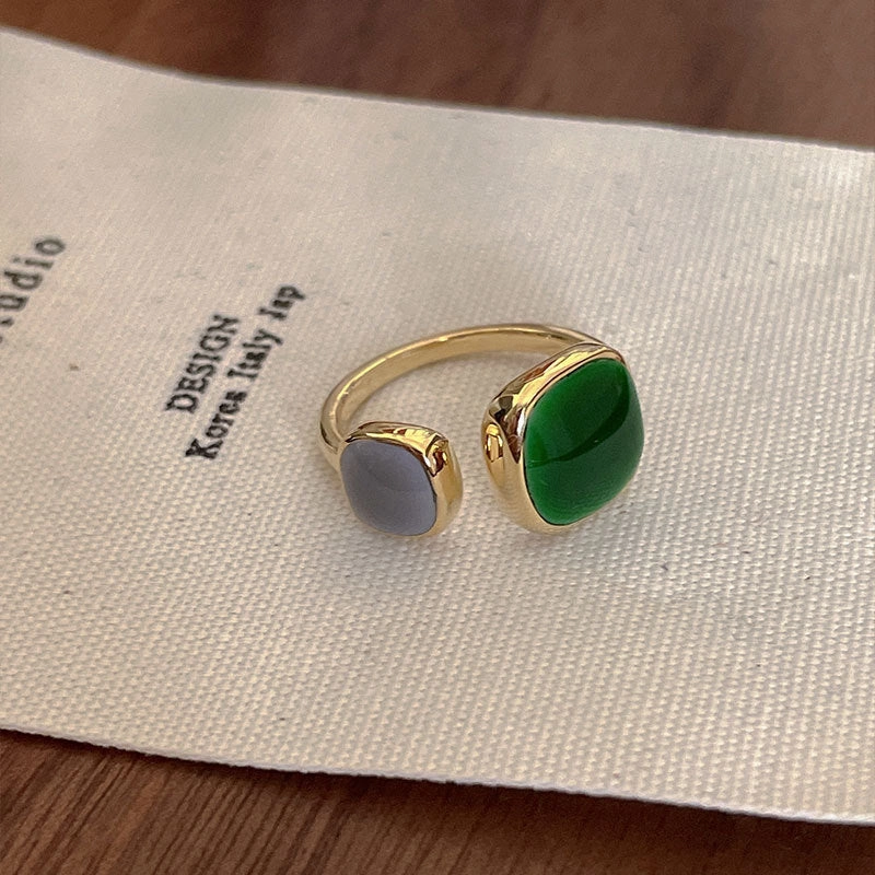 Wholesale copper silver plated fashionable emerald ring