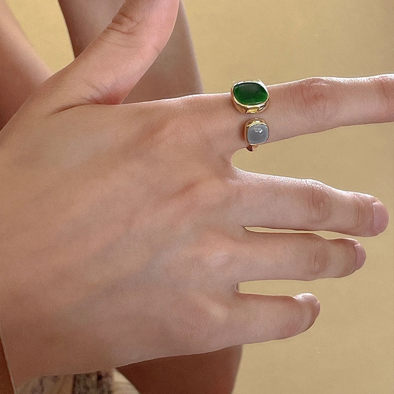 Wholesale copper silver plated fashionable emerald ring
