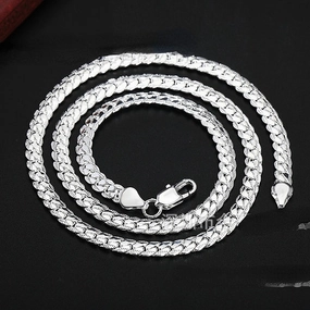 Wholesale Copper Silver Plated Full Side Necklace