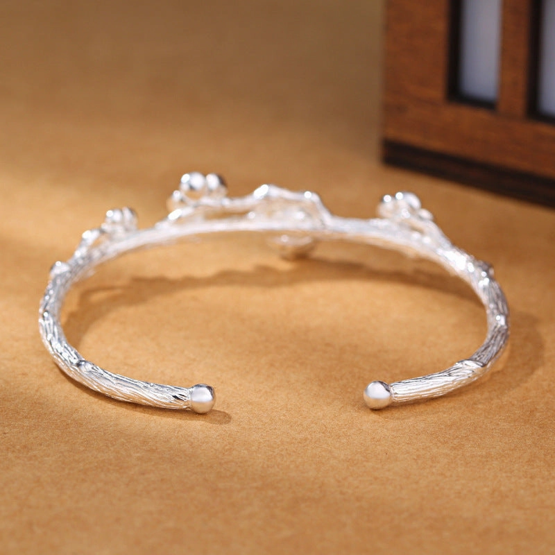 Wholesale Copper Silver Plated Plum Blossom Open Cherry Blossom Bracelets