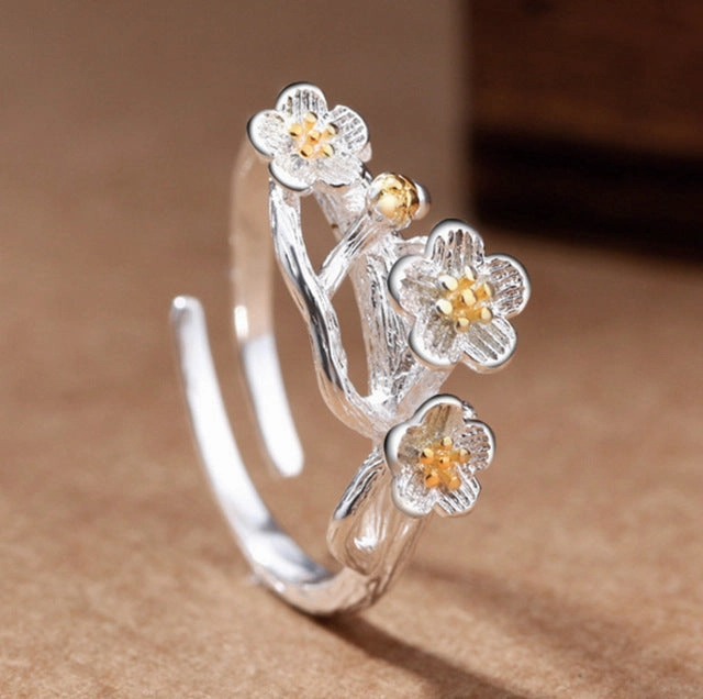 Wholesale Copper Silver Plated Plum Blossom Open Cherry Blossom Bracelets