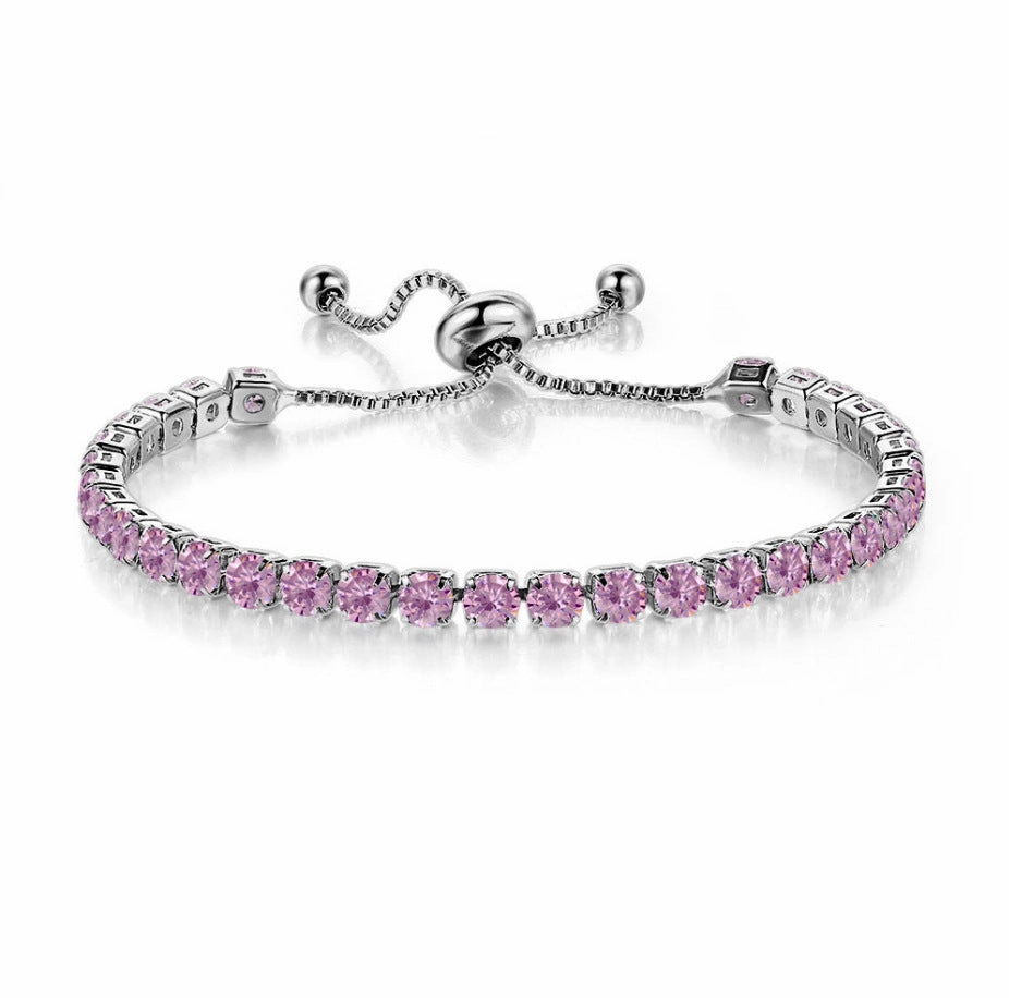Wholesale Copper Single Row Full Diamond Adjustable Bracelet