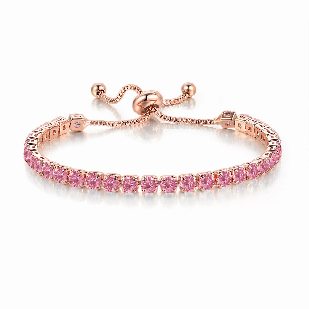 Wholesale Copper Single Row Full Diamond Adjustable Bracelet