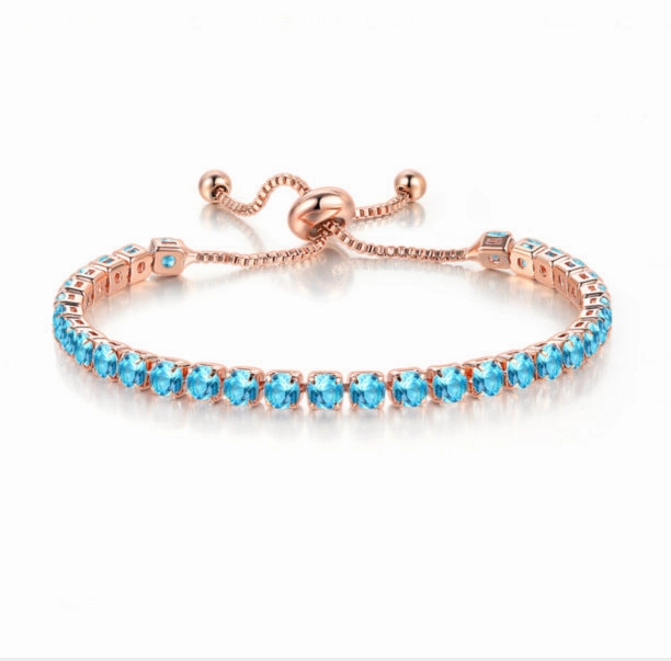 Wholesale Copper Single Row Full Diamond Adjustable Bracelet