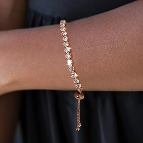 Wholesale Copper Single Row Full Diamond Adjustable Bracelet
