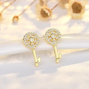 Wholesale Copper Small Key Mini Earrings