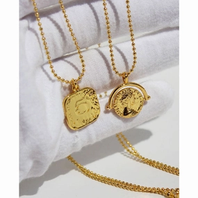 Wholesale Copper Three-dimensional Embossed Figure Disc Pendant Sweater Necklace