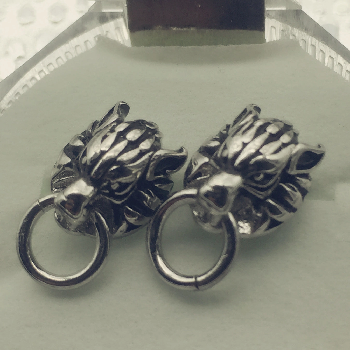 Wholesale Copper Wolf Head Earrings