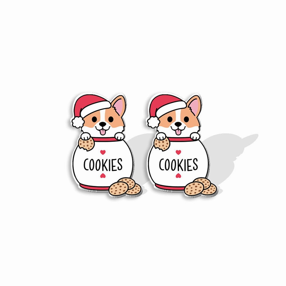Wholesale Corgi Wreath Bow Stainless Steel Resin Earrings