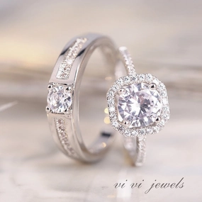 Wholesale Couple ring open diamond ring wedding ring simulation wedding ring silver plated ring jewelry