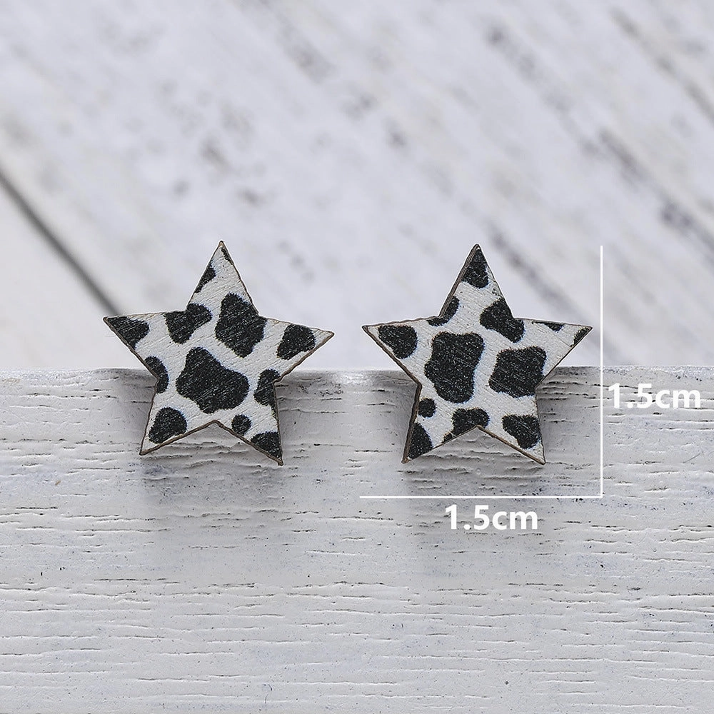 Wholesale Cow Wood Stud Earrings