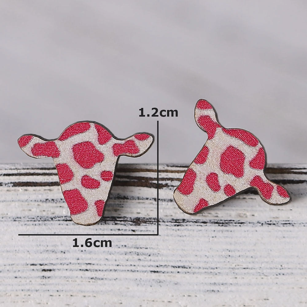 Wholesale Cow Wood Stud Earrings