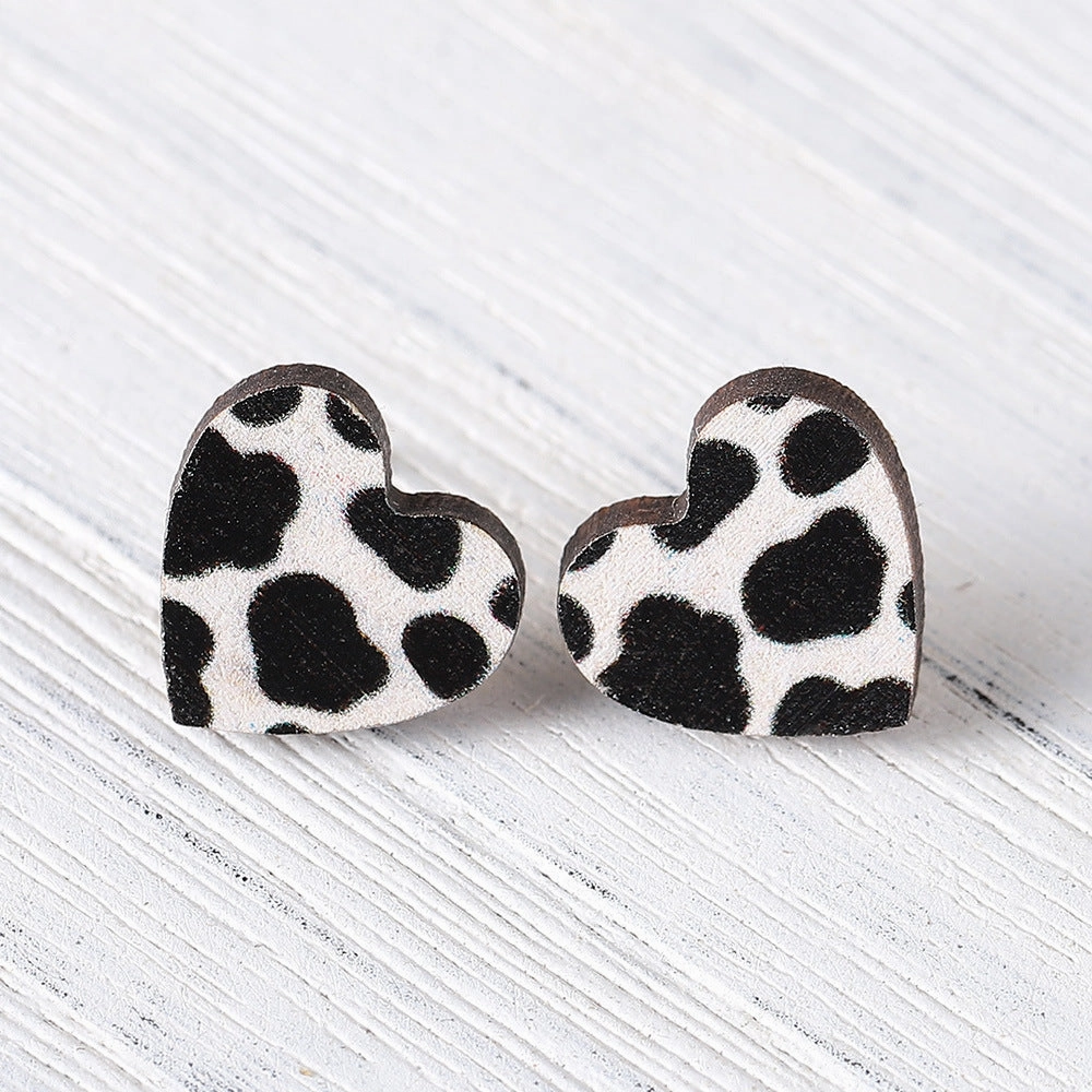 Wholesale Cow Wood Stud Earrings