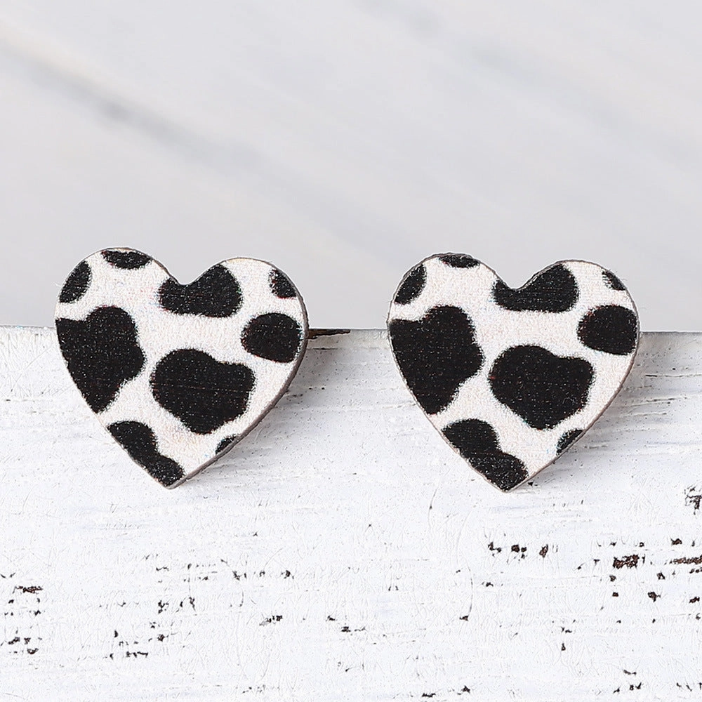 Wholesale Cow Wood Stud Earrings