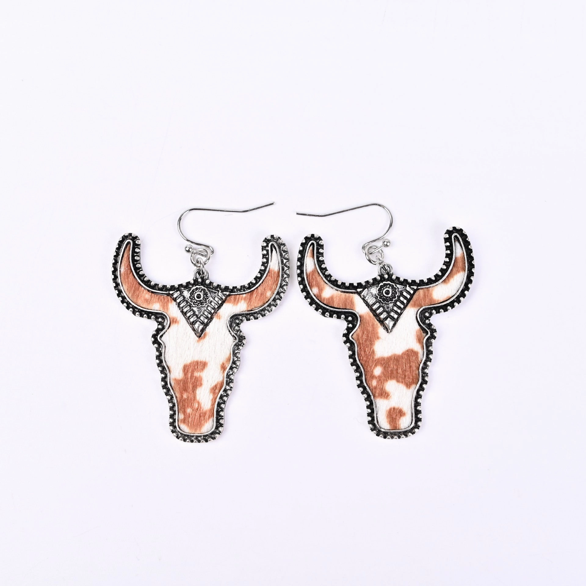 Wholesale Cowhead Western Denim Alloy Earrings