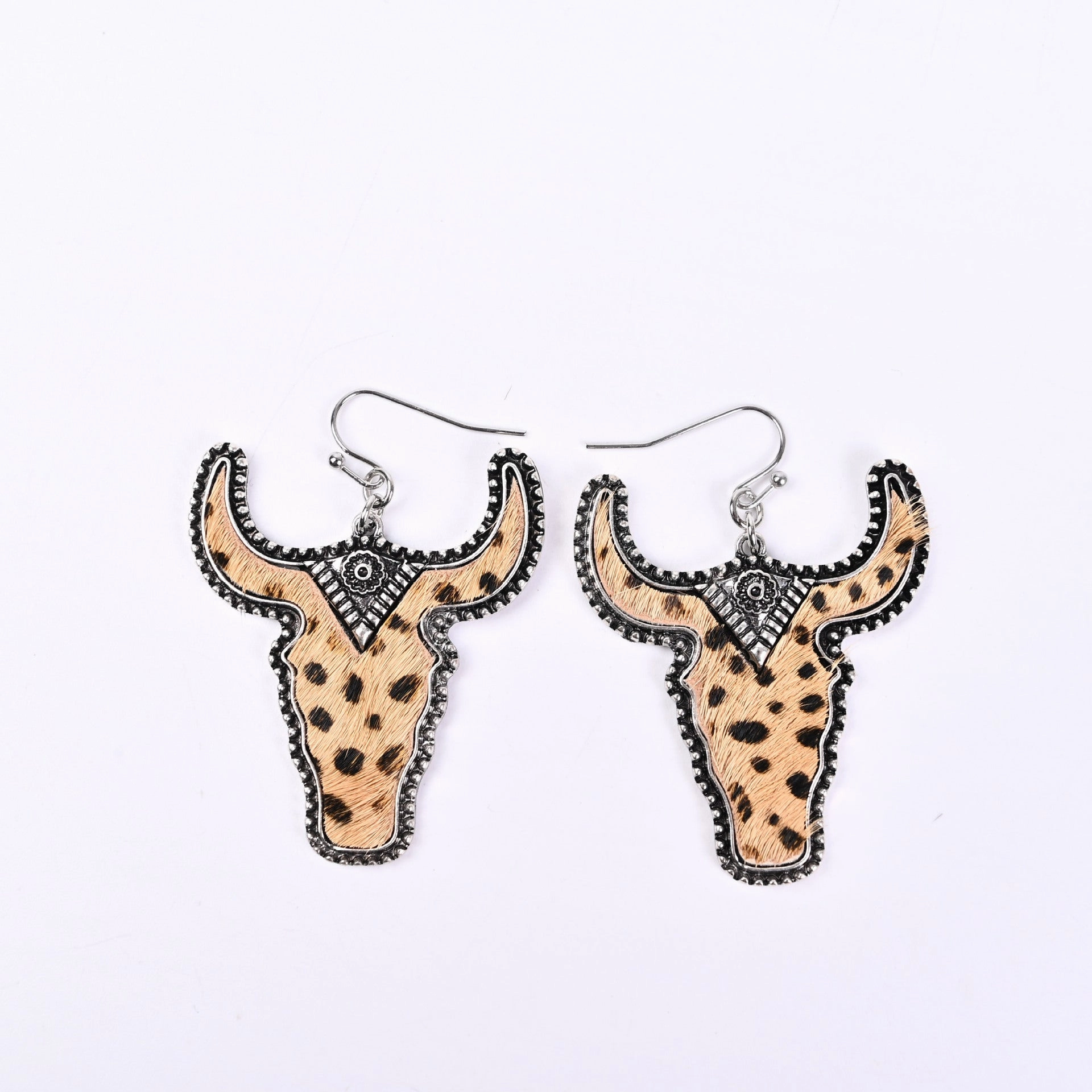 Wholesale Cowhead Western Denim Alloy Earrings