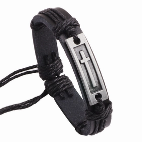 Wholesale Cowhide Cross Alloy Bracelet