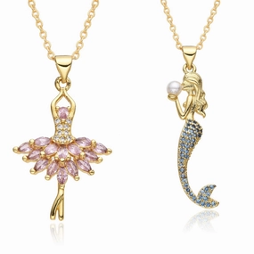 Wholesale Creative Ballerina Girl Diamond Necklace