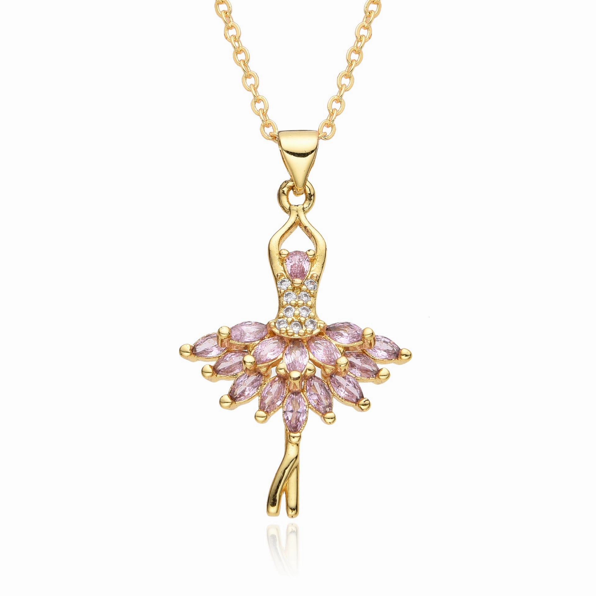 Wholesale Creative Ballerina Girl Diamond Necklace