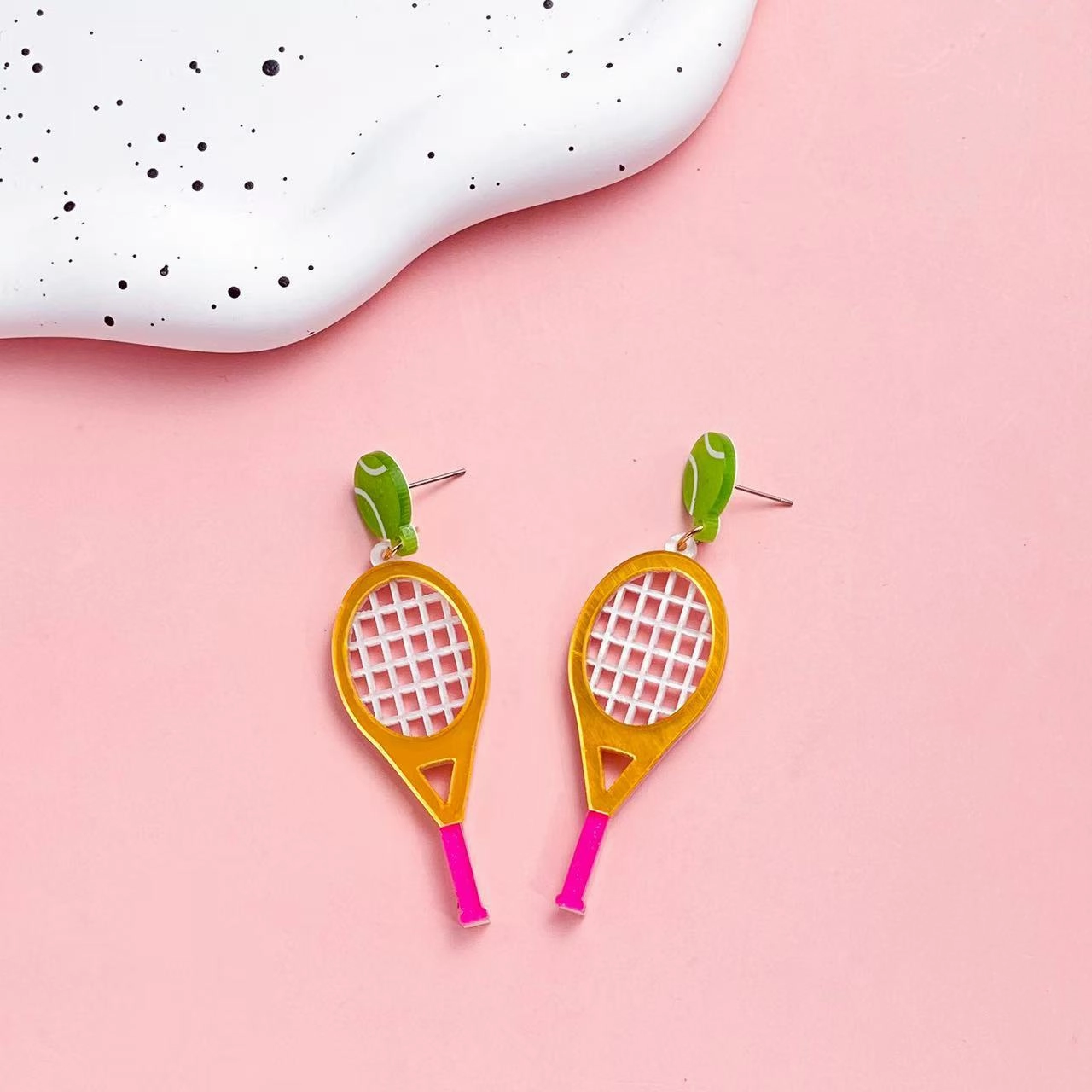 Wholesale Creative Baseball Tennis Acrylic Earrings