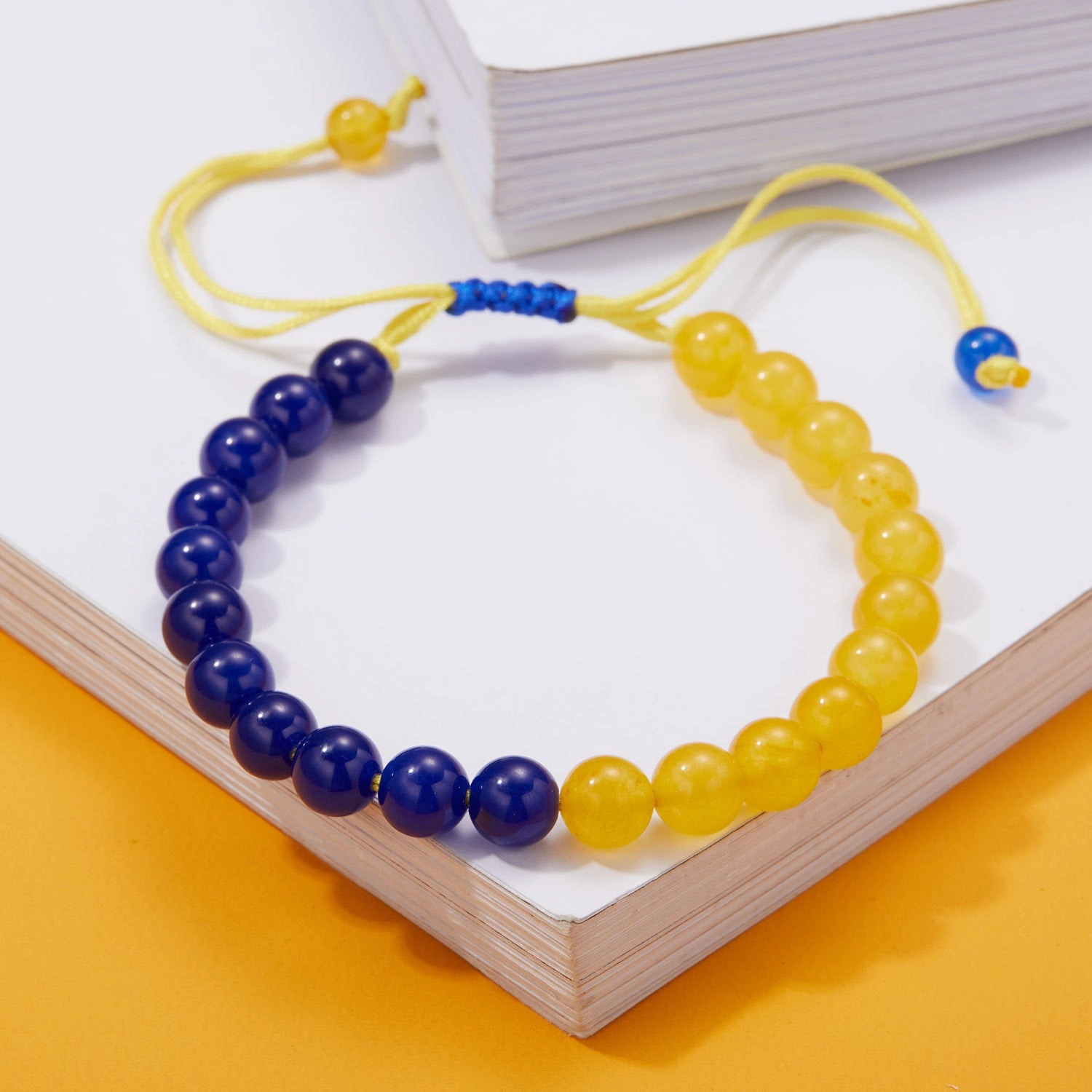 Wholesale Creative Beads Yellow Blue Handwoven Bracelet