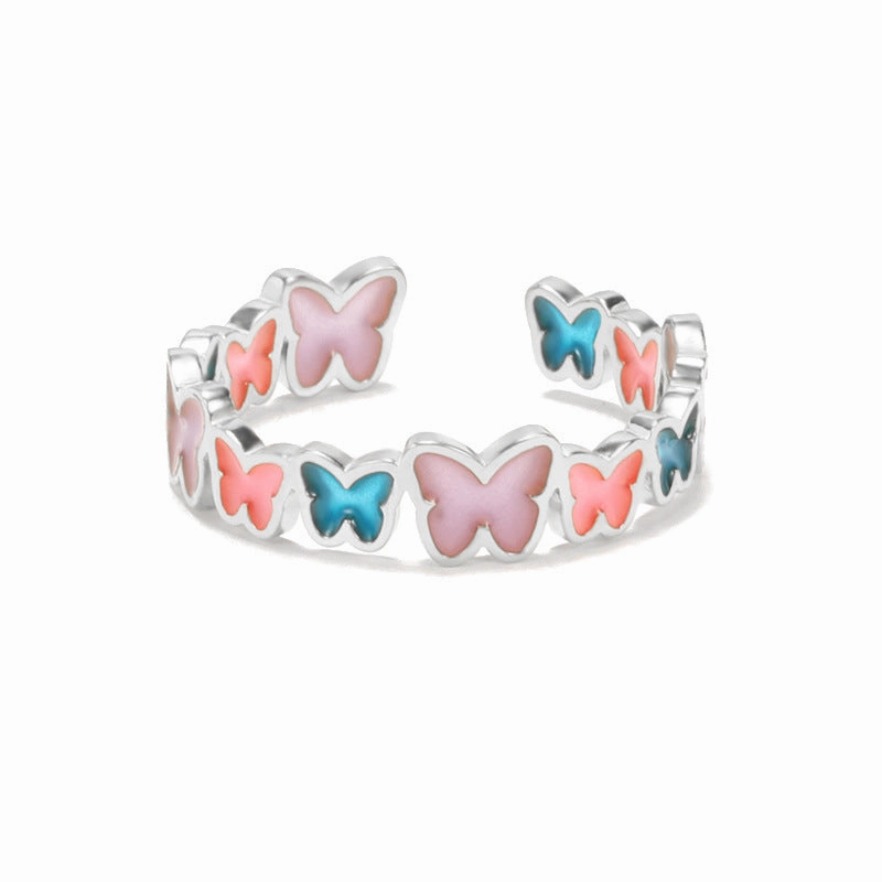 Wholesale Creative Butterfly Luminous Irregular Heart Brass Rings