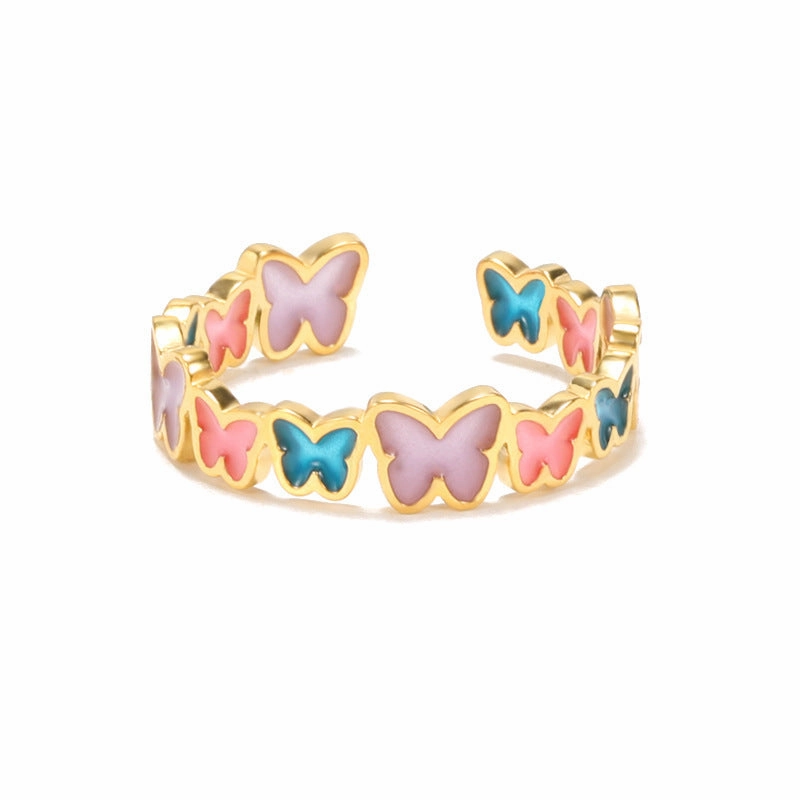 Wholesale Creative Butterfly Luminous Irregular Heart Brass Rings